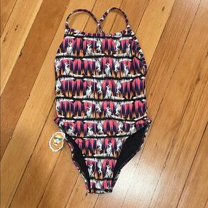 Nwt Heath Joslyn foxes  sz 32 One-Piece Swimsuit in Pink Multi-Color Print